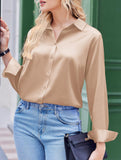 Casual long-sleeved satin shirt