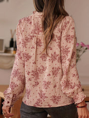 Retro ruffled plaid cardigan