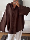 Stylish collared loose long-sleeved shirt