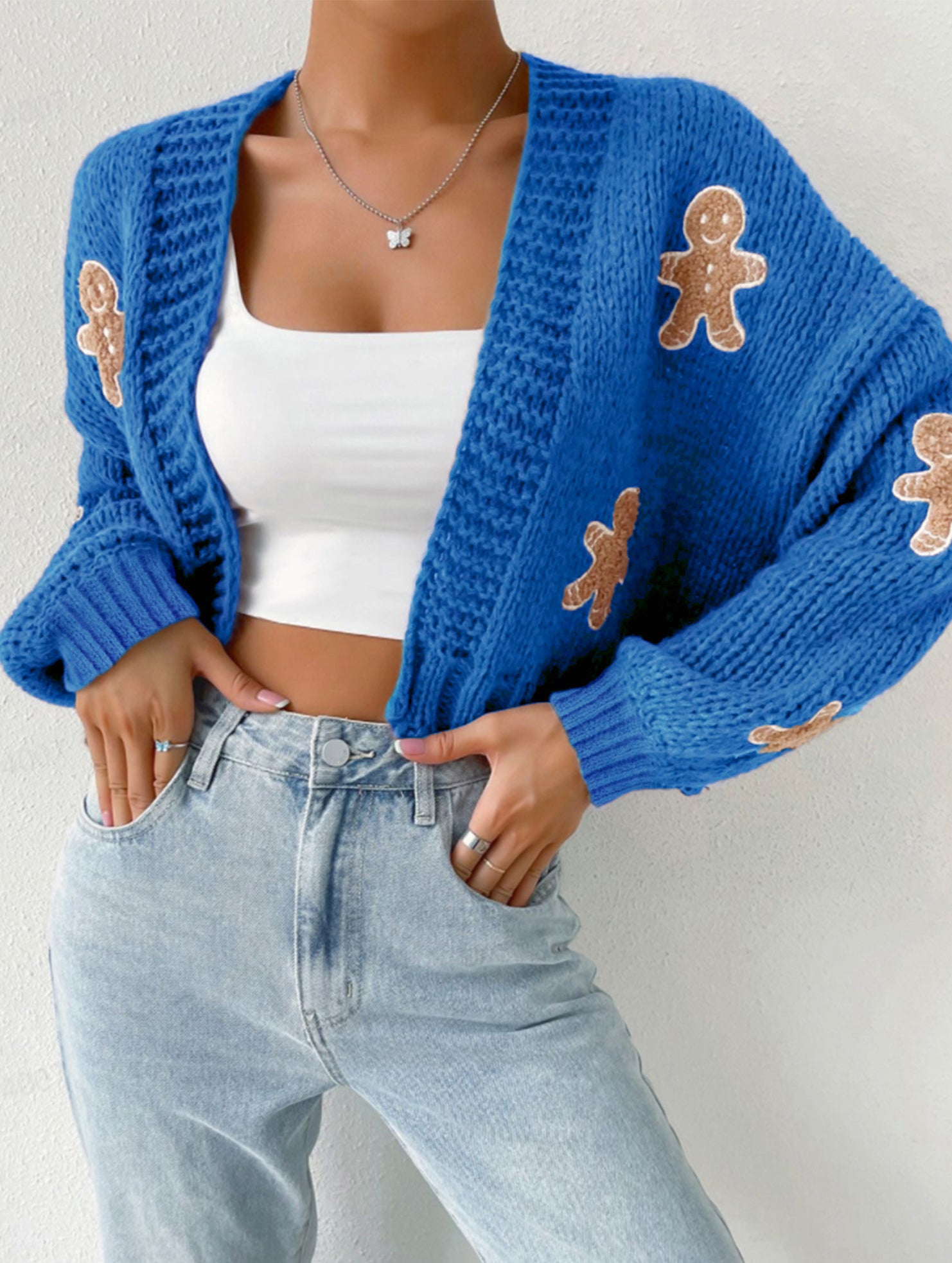 Cookie Man Pattern Knit Sweater