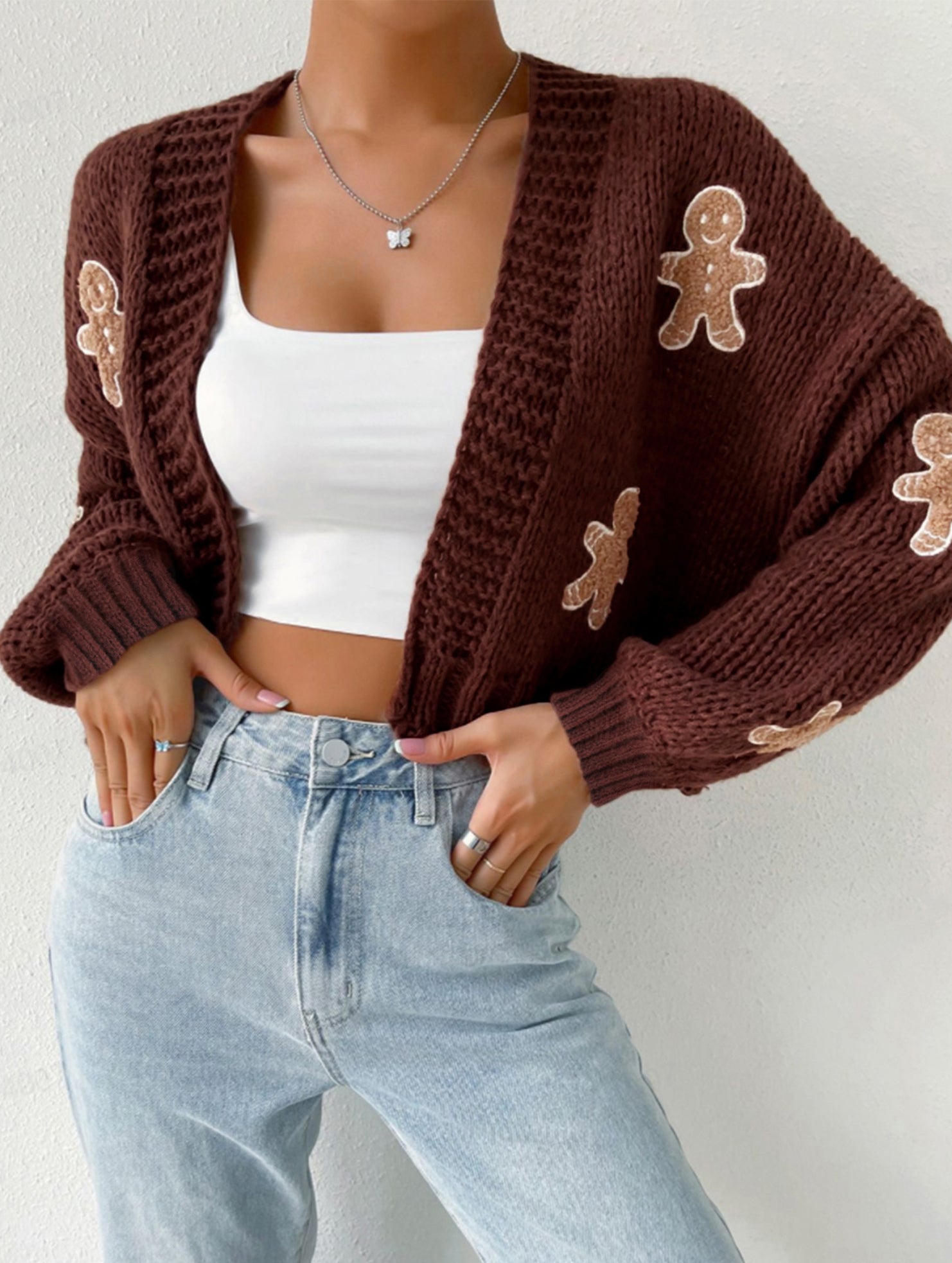Cookie Man Pattern Knit Sweater