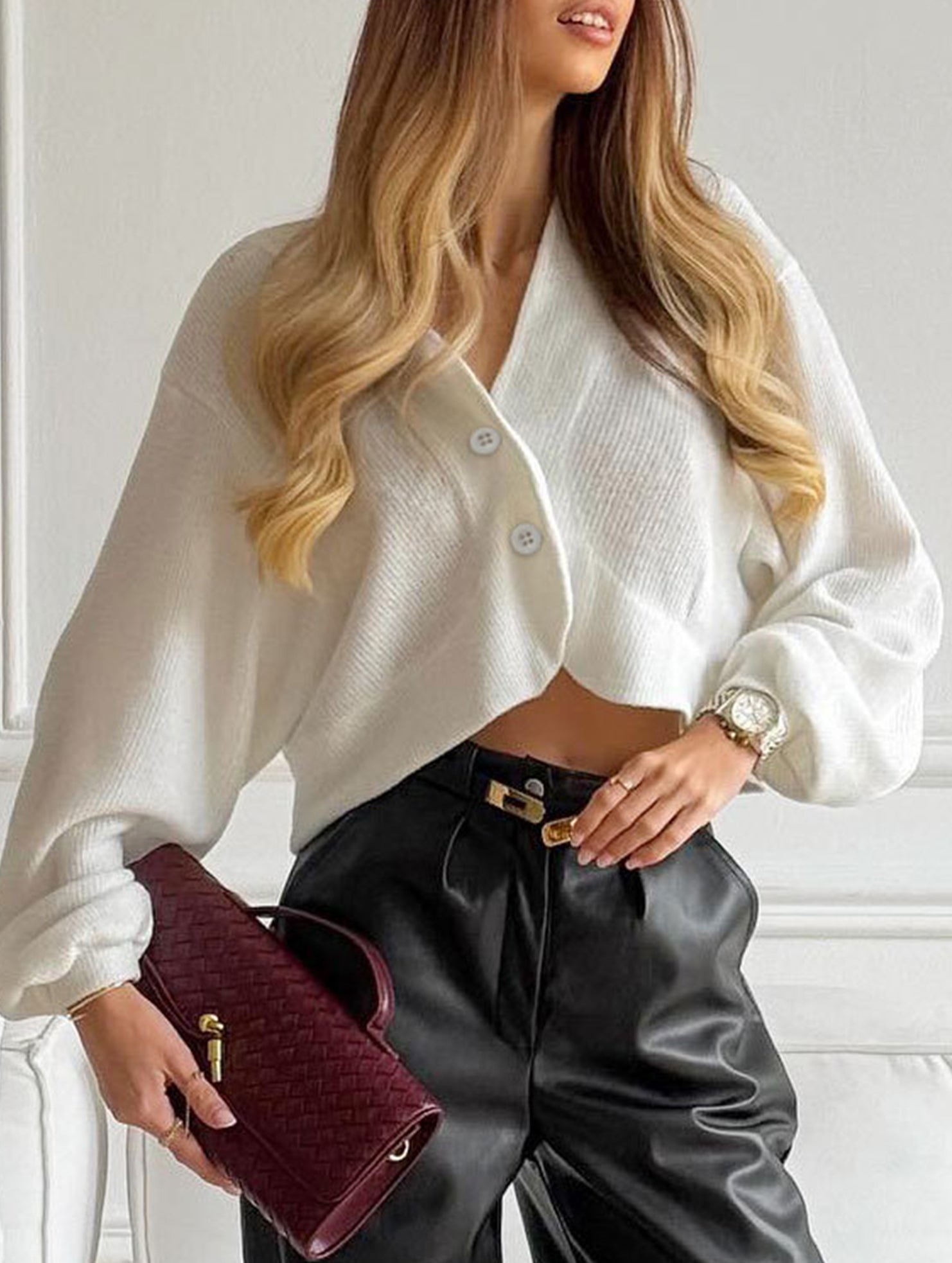 V-neck slim fit new knit cardigan jacket