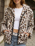 Hot-selling leopard print zip-up hooded cardigan