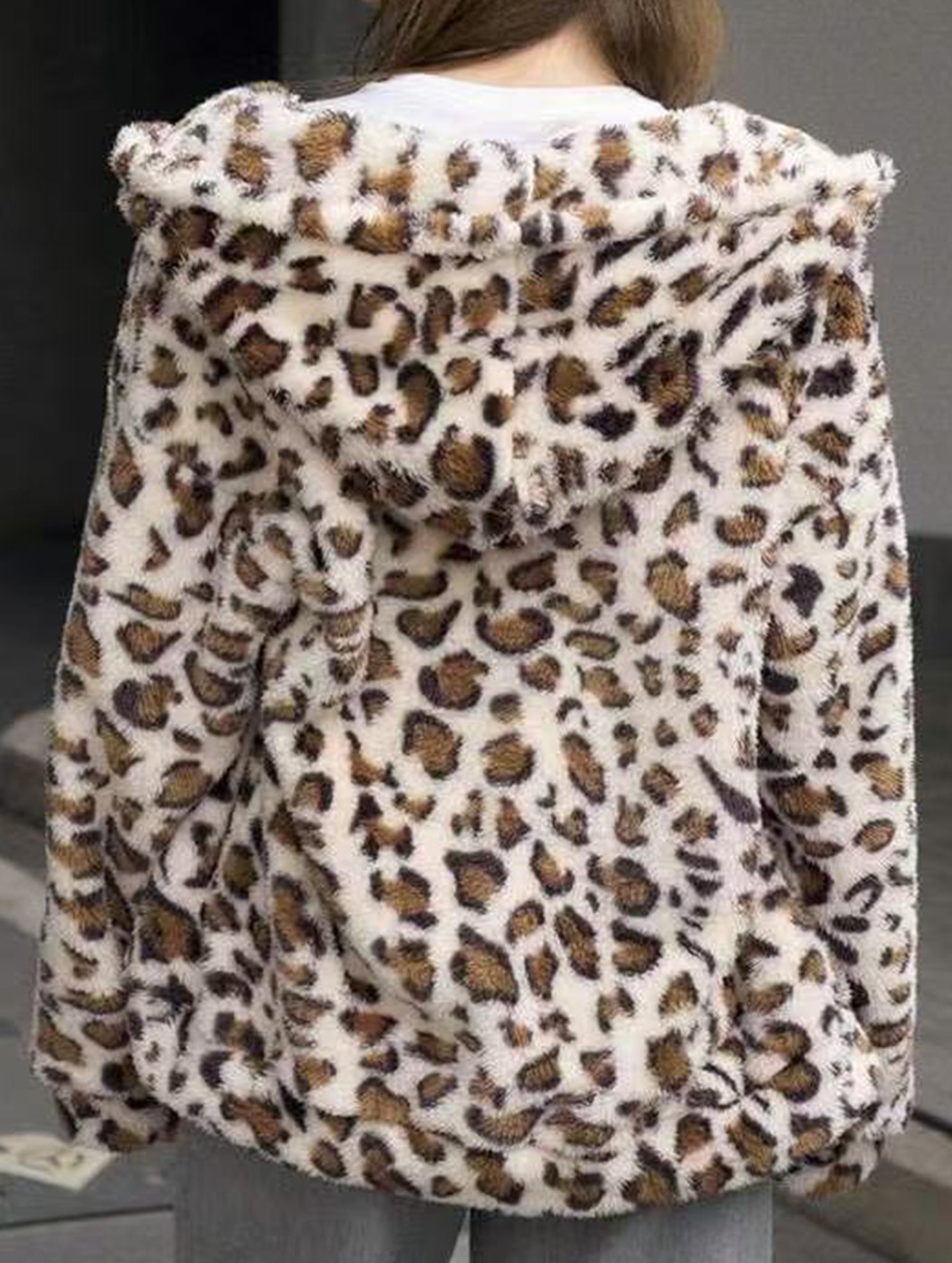 Hot-selling leopard print zip-up hooded cardigan