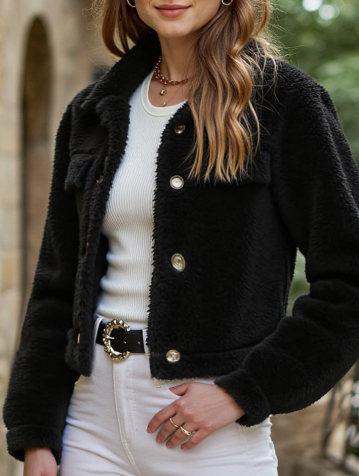 Casual Women's Collared Button-Up Cardigan