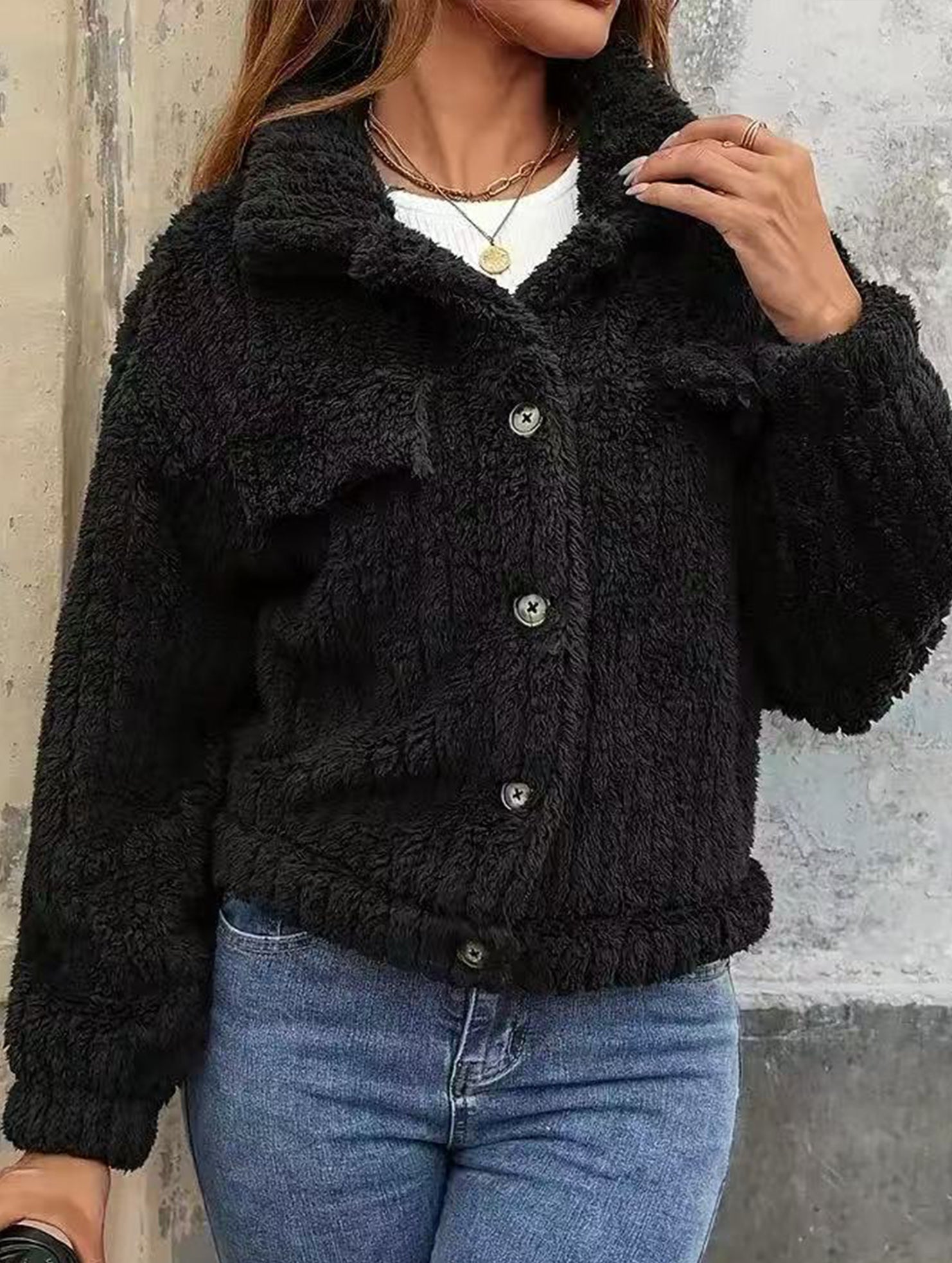 Casual Women's Collared Button-Up Cardigan