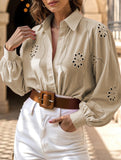 Fashionable openwork long-sleeved cardigan shirt