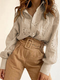 Fashionable openwork long-sleeved cardigan shirt