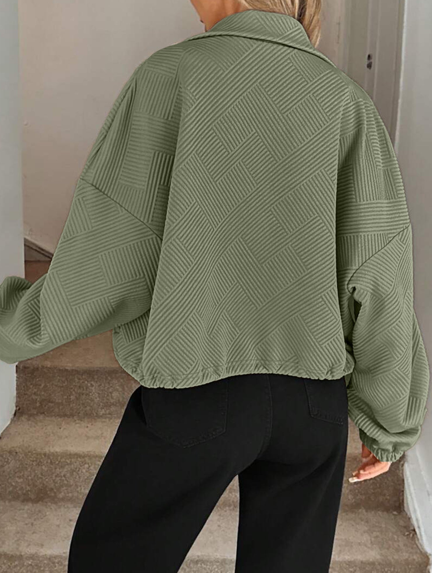 High-neck zip-up loose baseball jacket