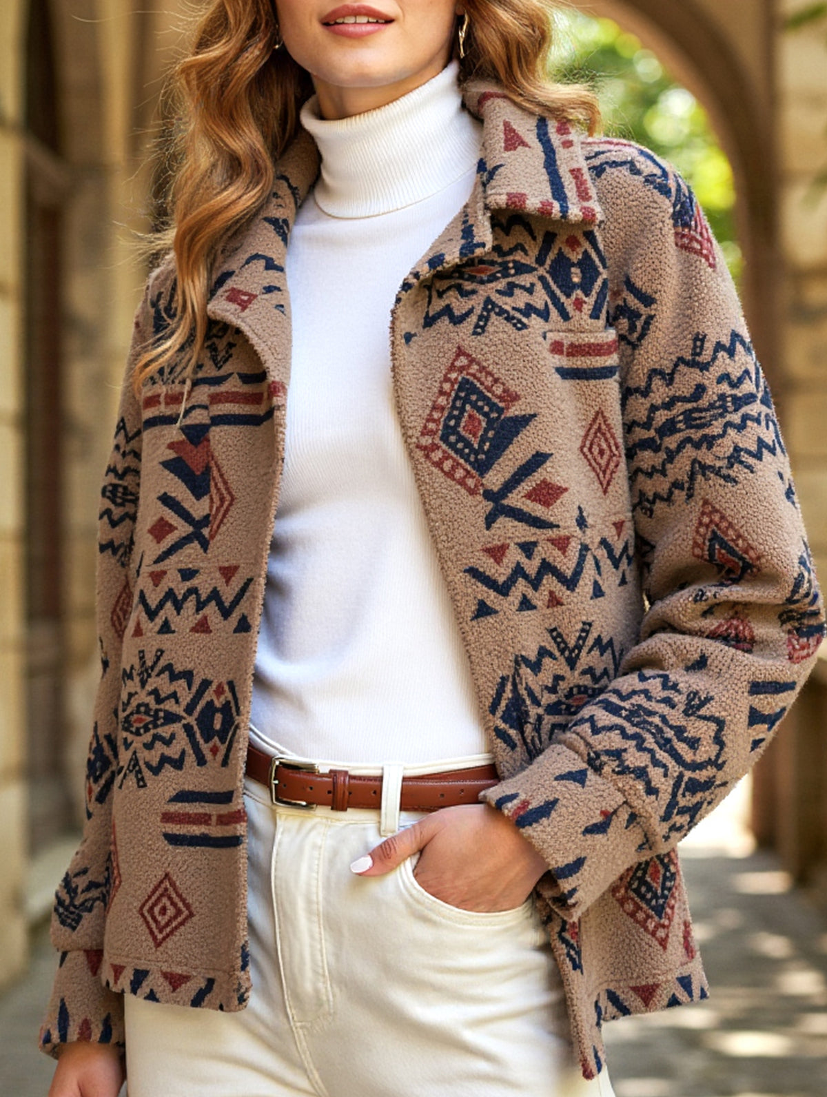 Retro collared long-sleeved jacket