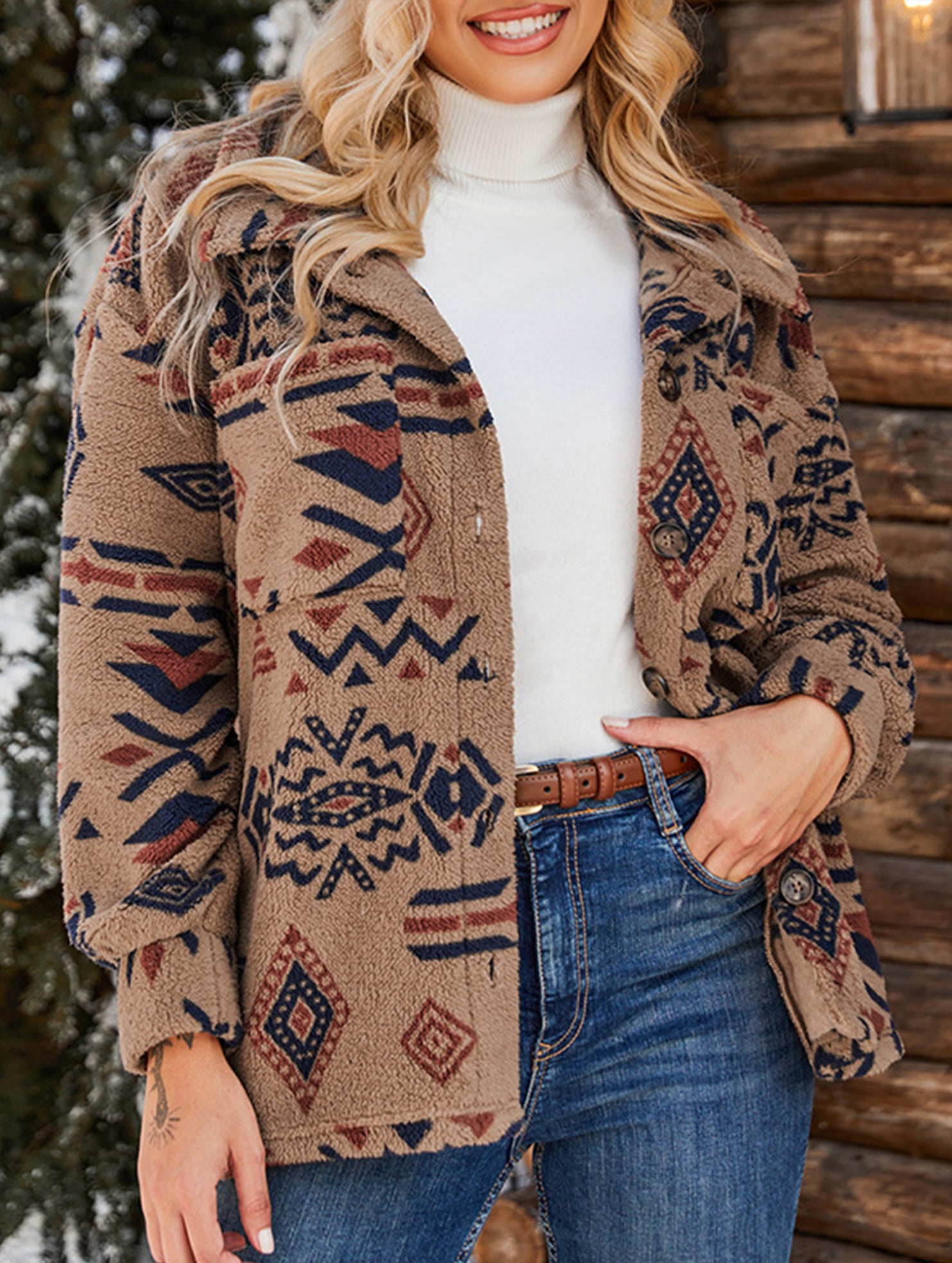 Retro collared long-sleeved jacket