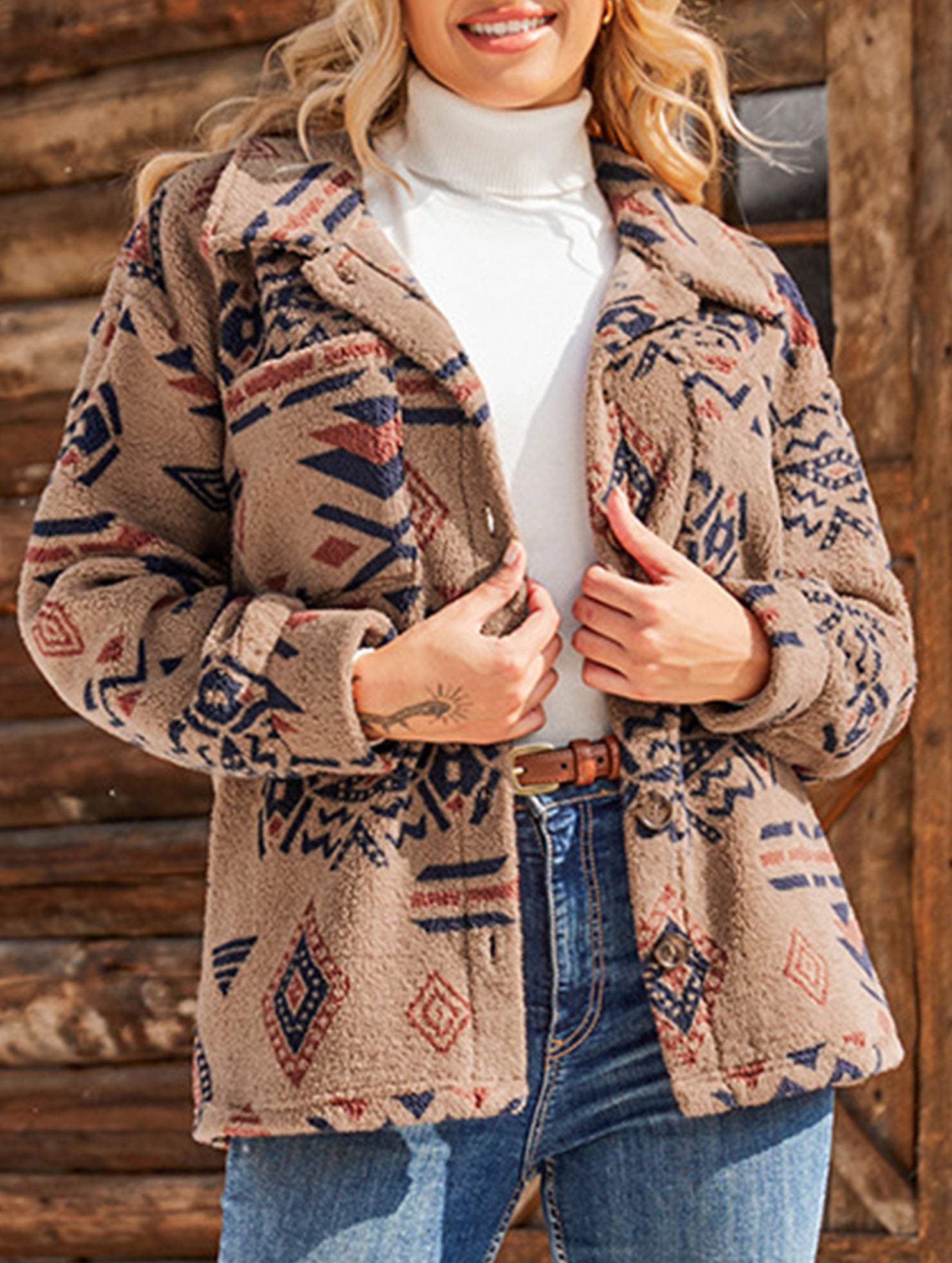 Retro collared long-sleeved jacket