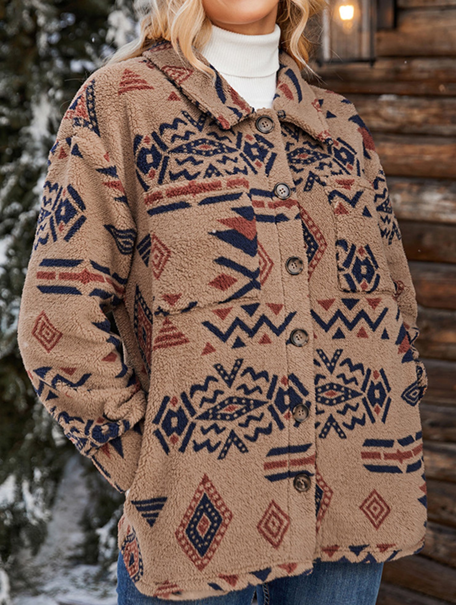 Retro collared long-sleeved jacket