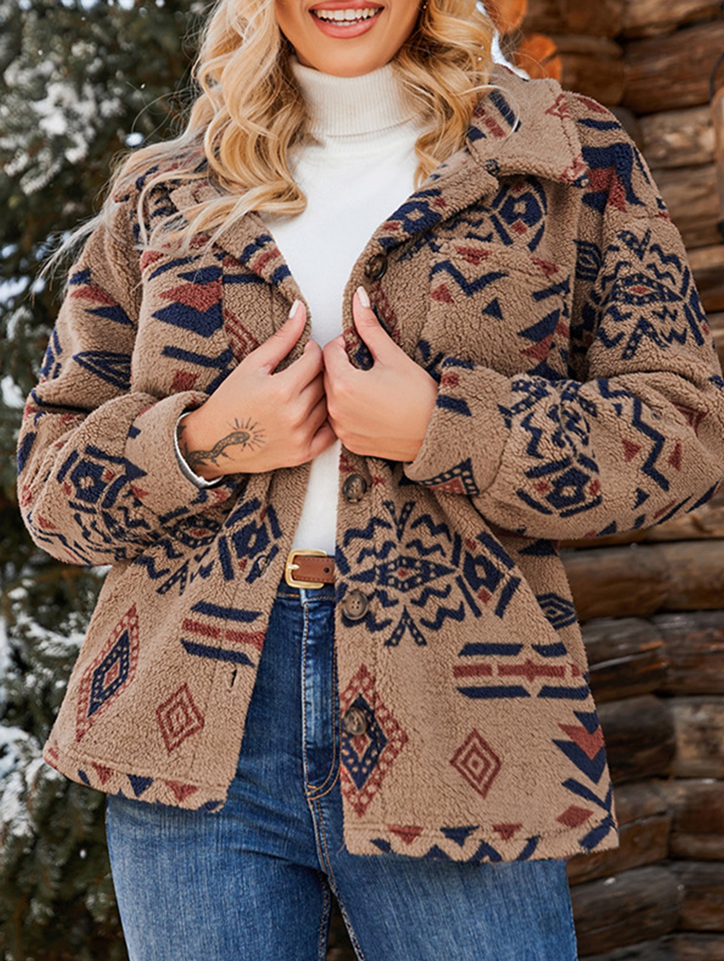 Retro collared long-sleeved jacket