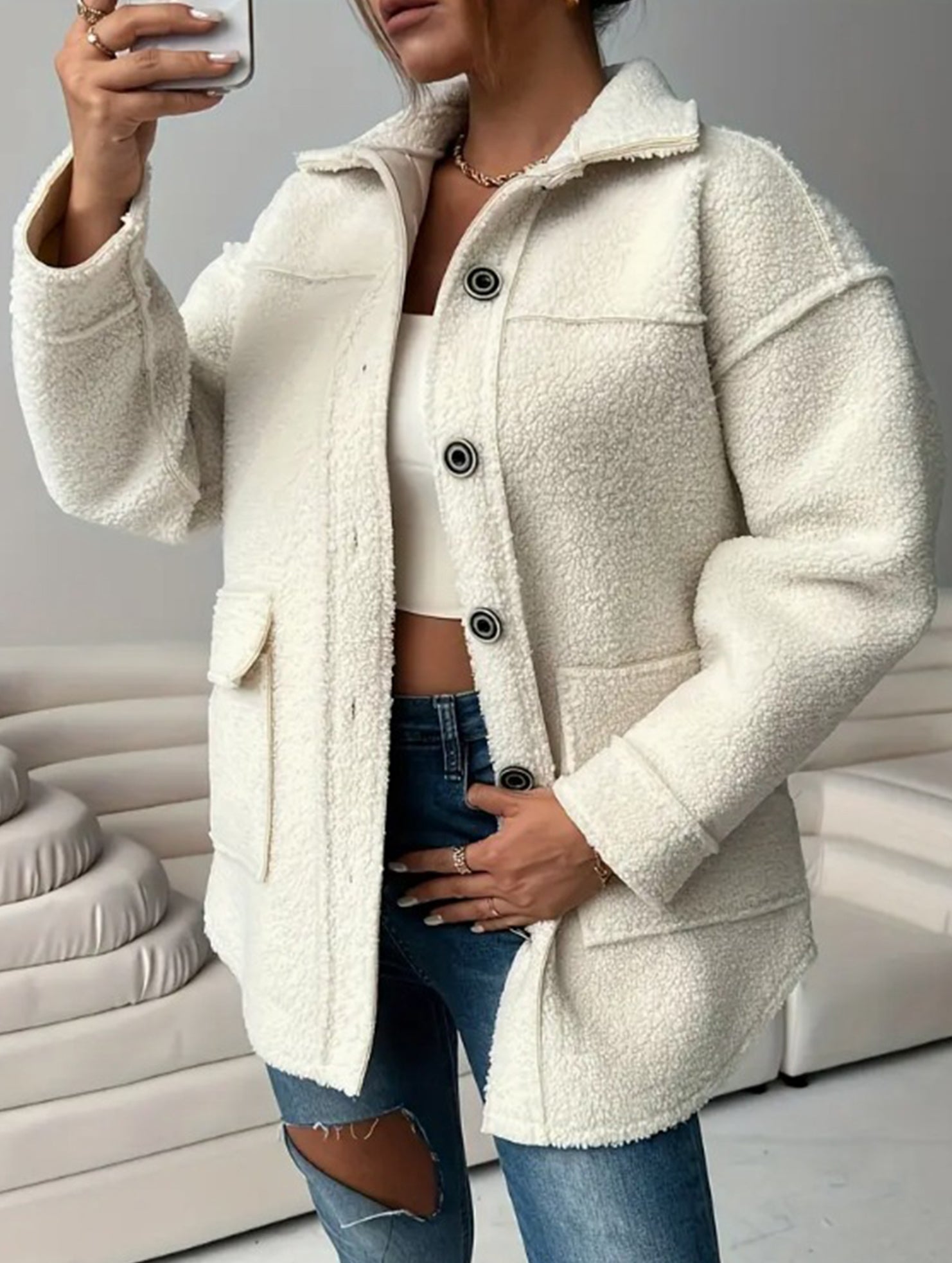 Loose-fitting lapel casual jacket