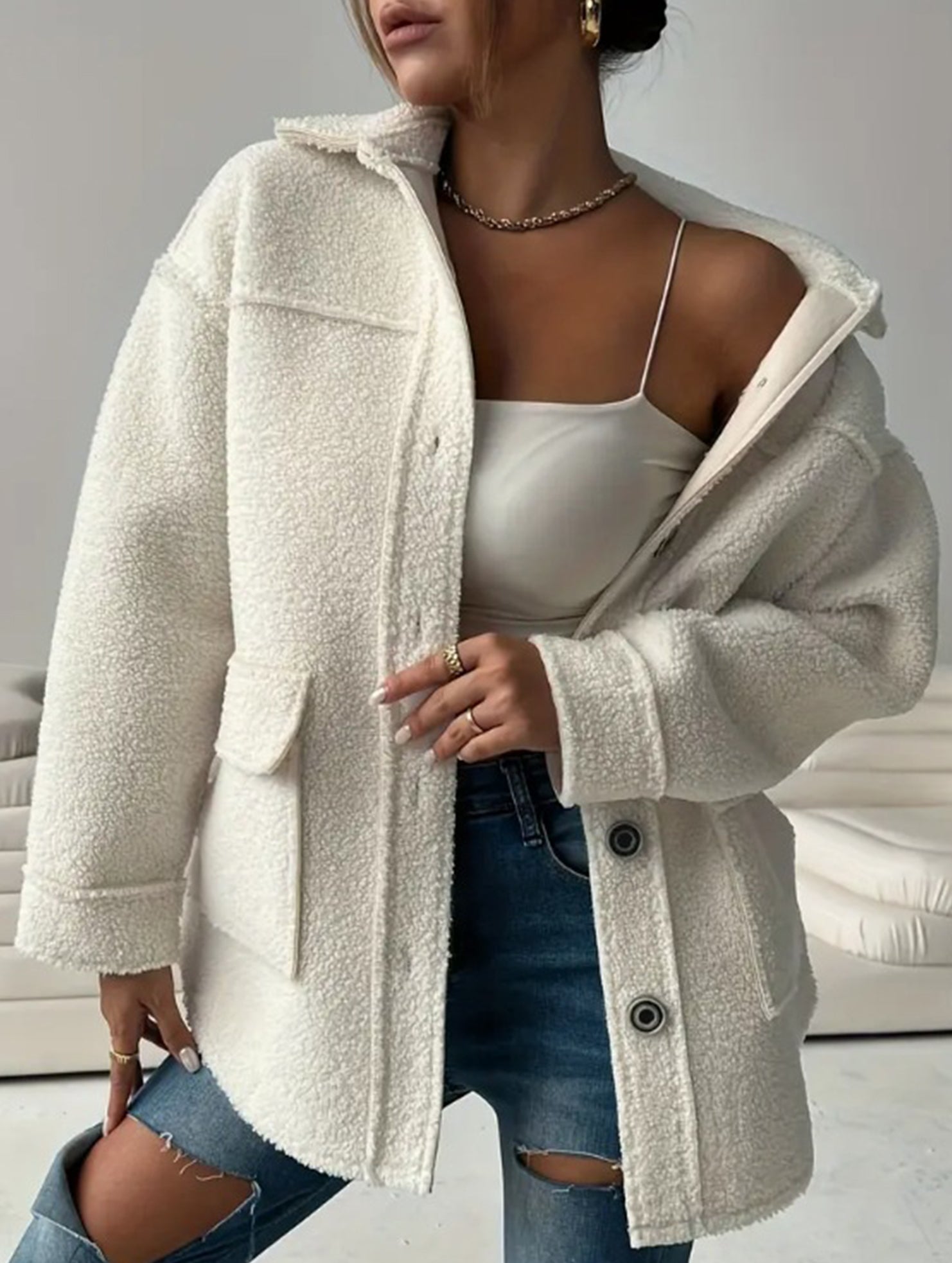 Loose-fitting lapel casual jacket