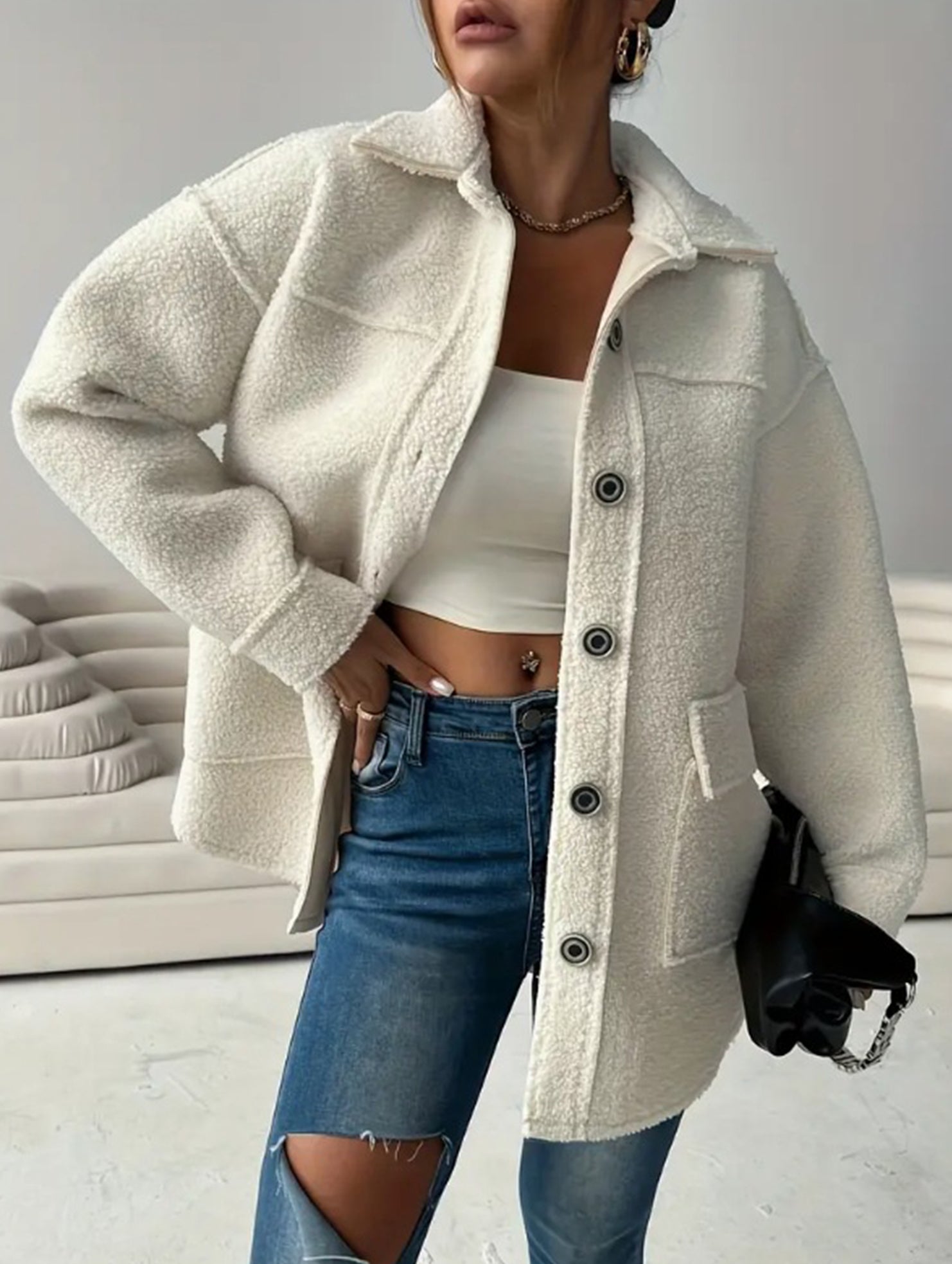 Loose-fitting lapel casual jacket