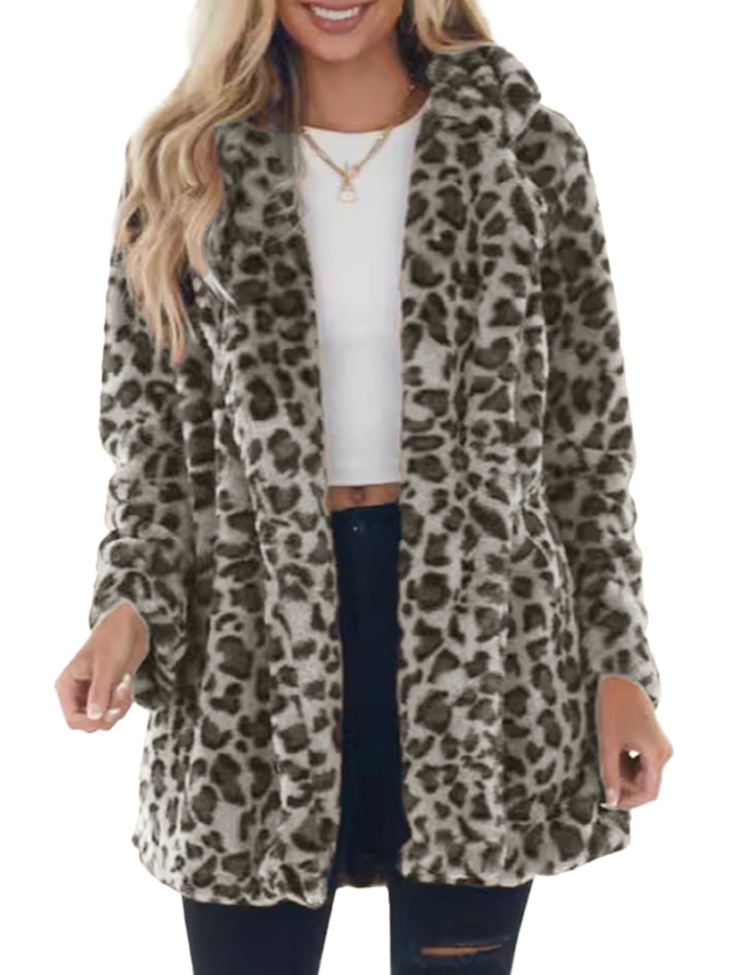 Stylish loose leopard print coat