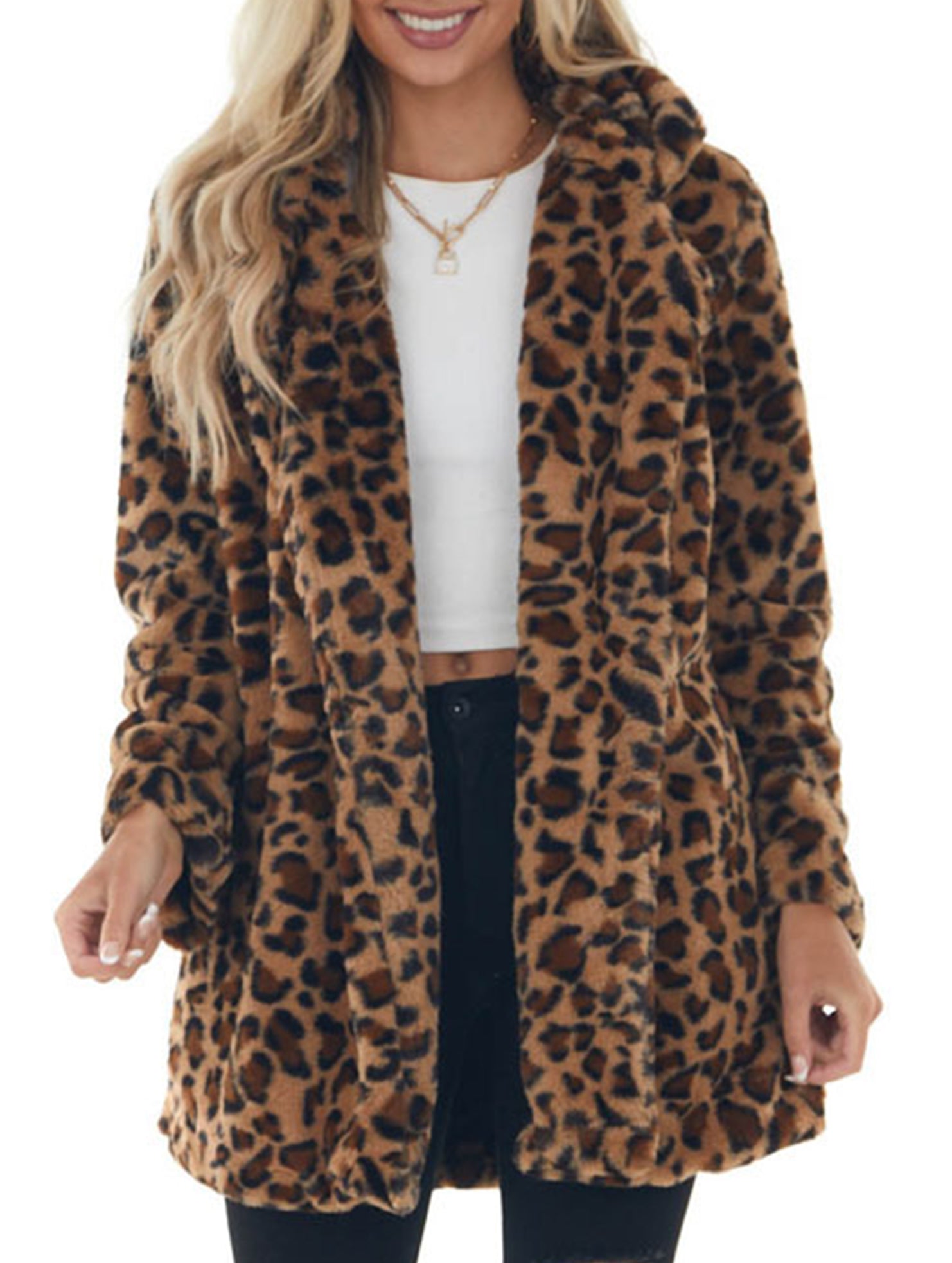 Stylish loose leopard print coat