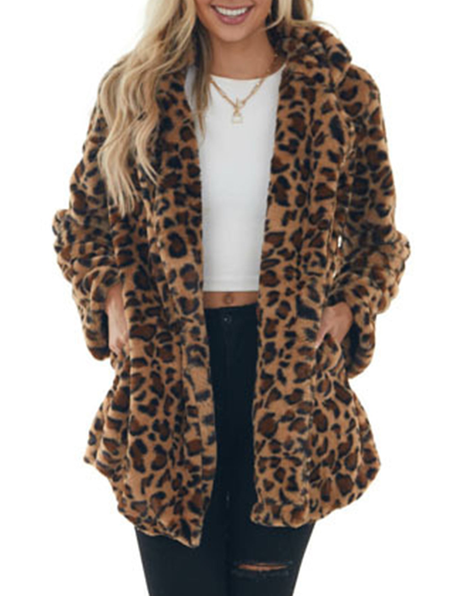 Stylish loose leopard print coat