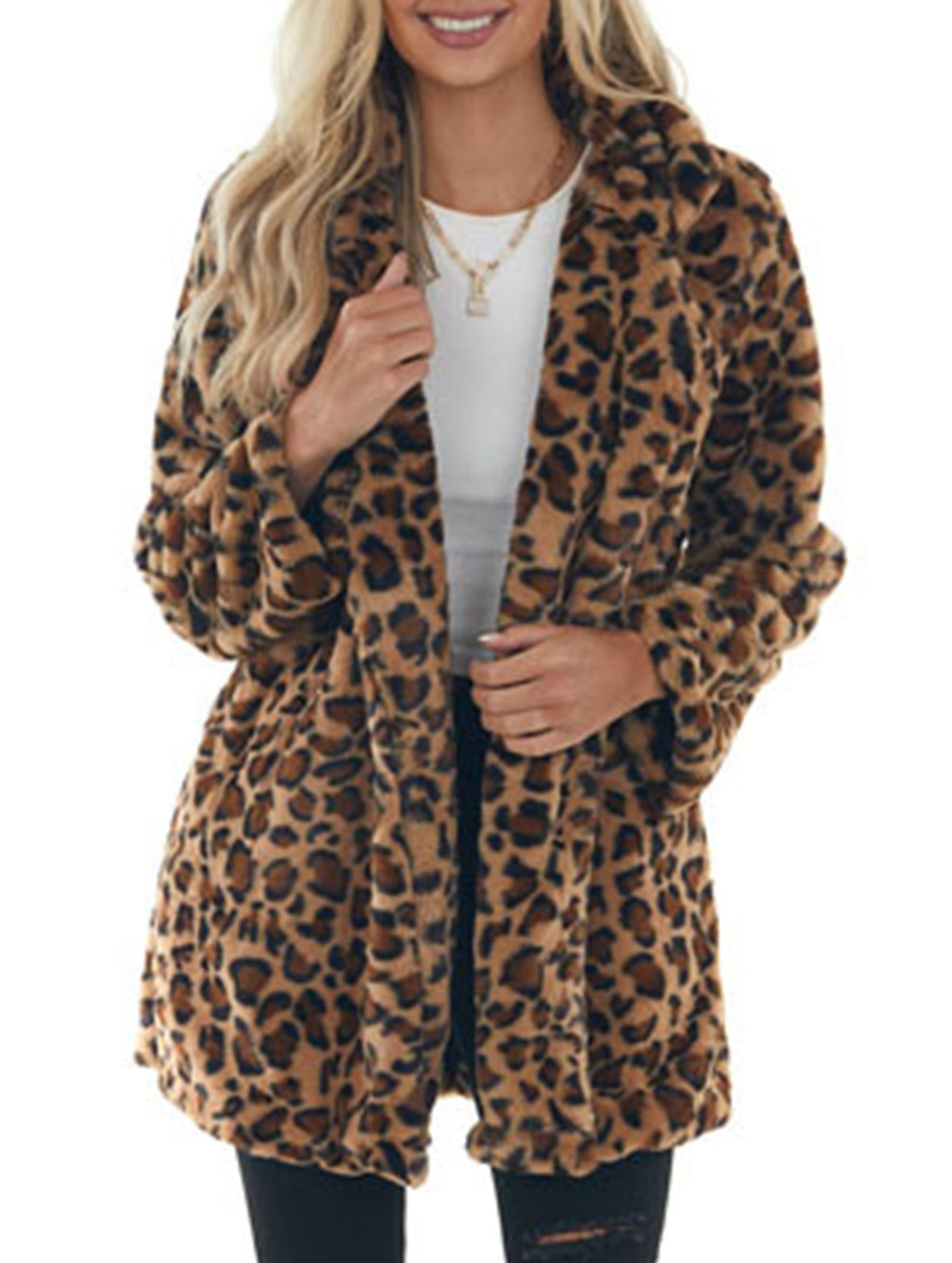 Stylish loose leopard print coat