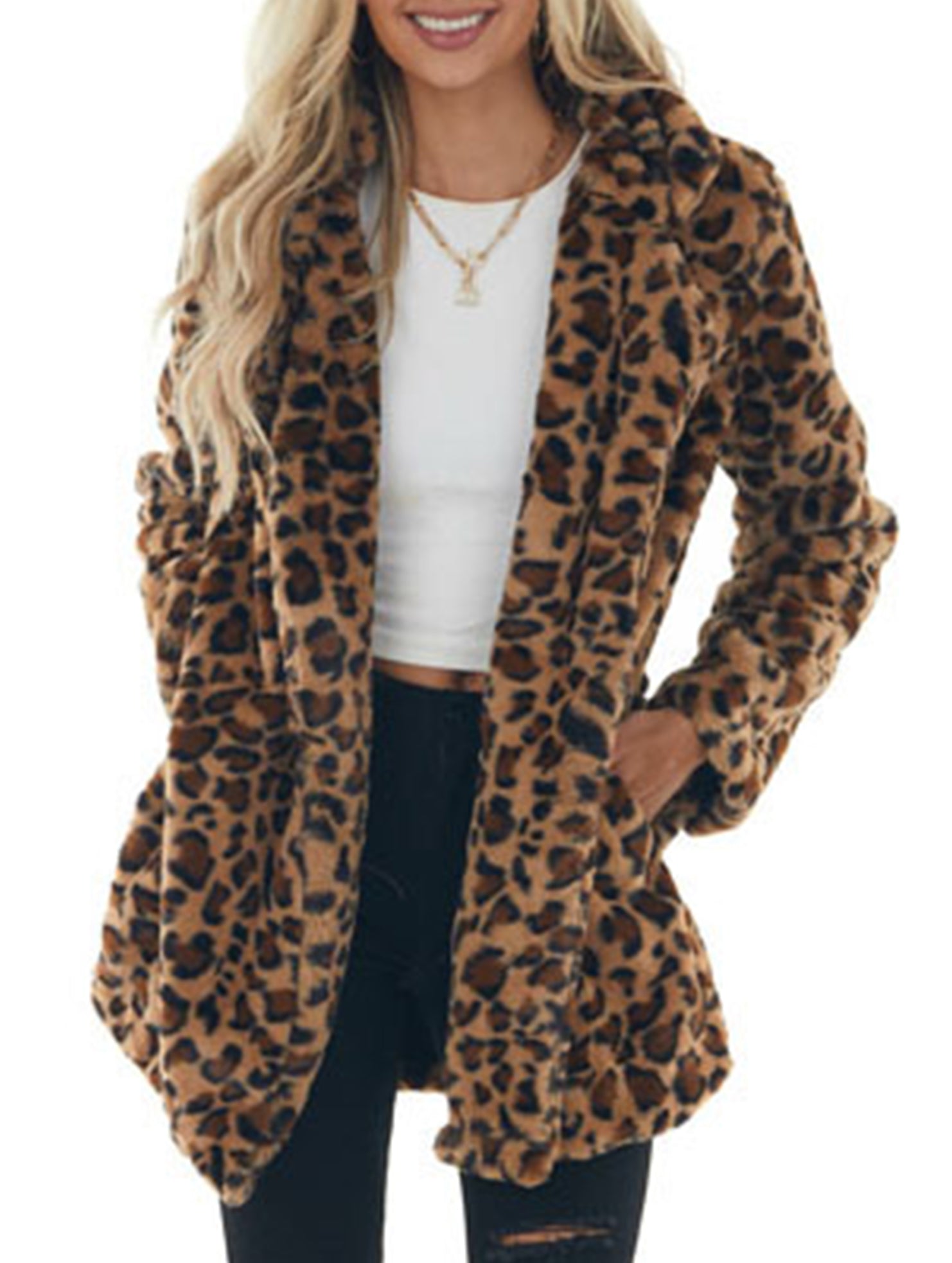Stylish loose leopard print coat