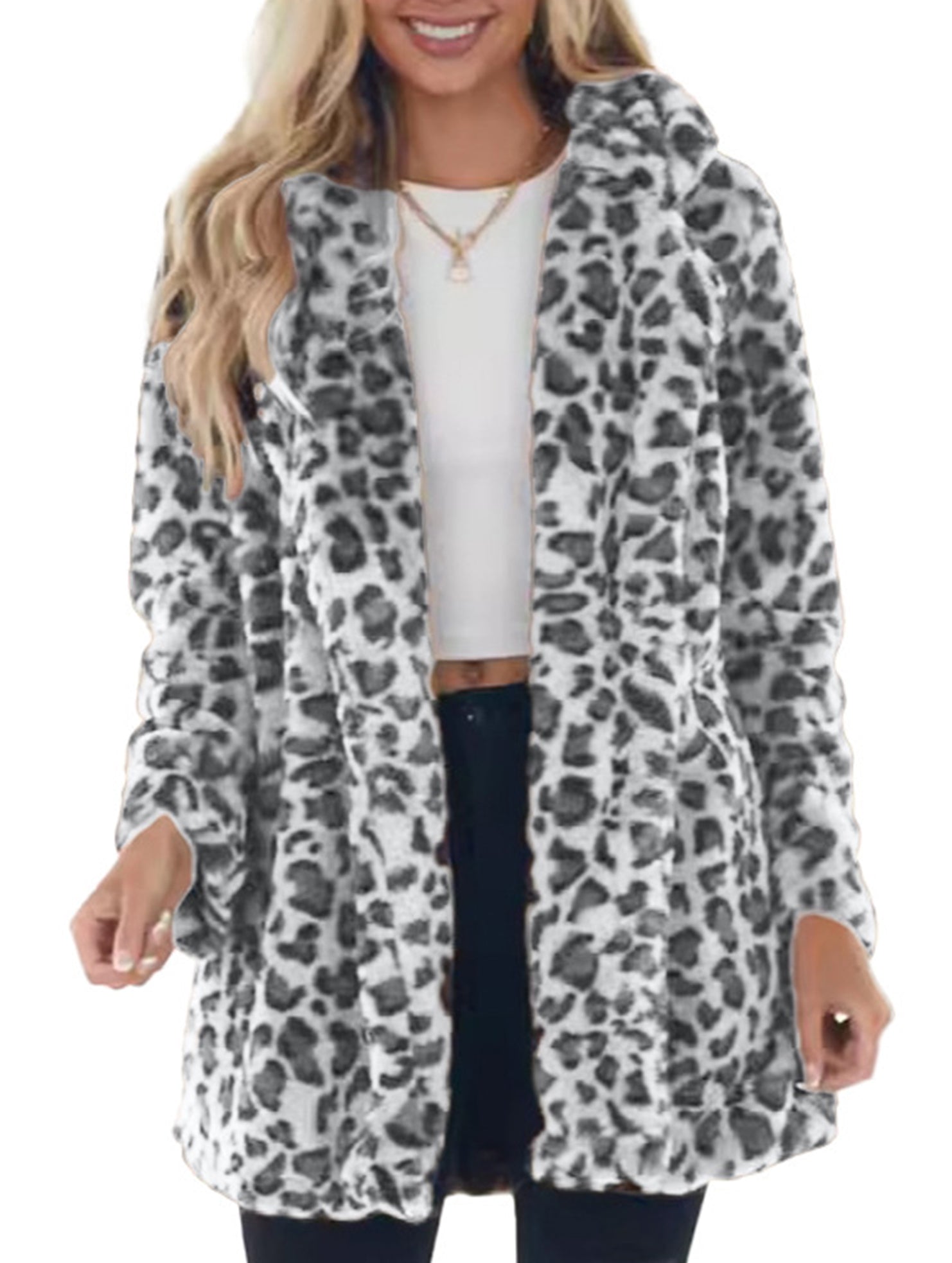 Stylish loose leopard print coat