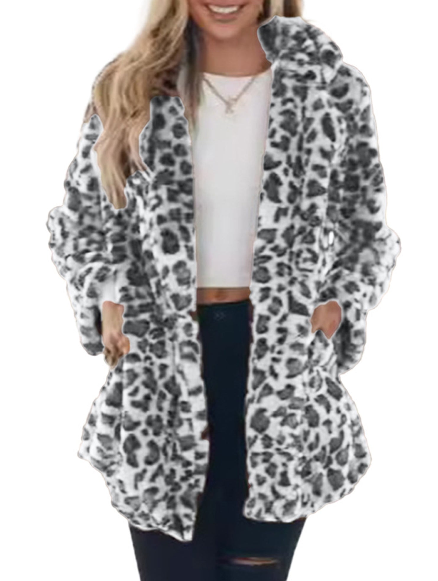 Stylish loose leopard print coat