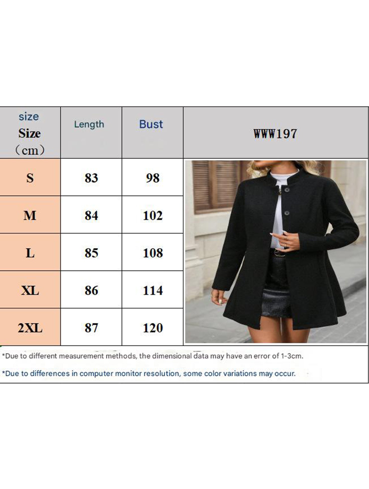 Stand-up collar button long-sleeved slim-fit jacket