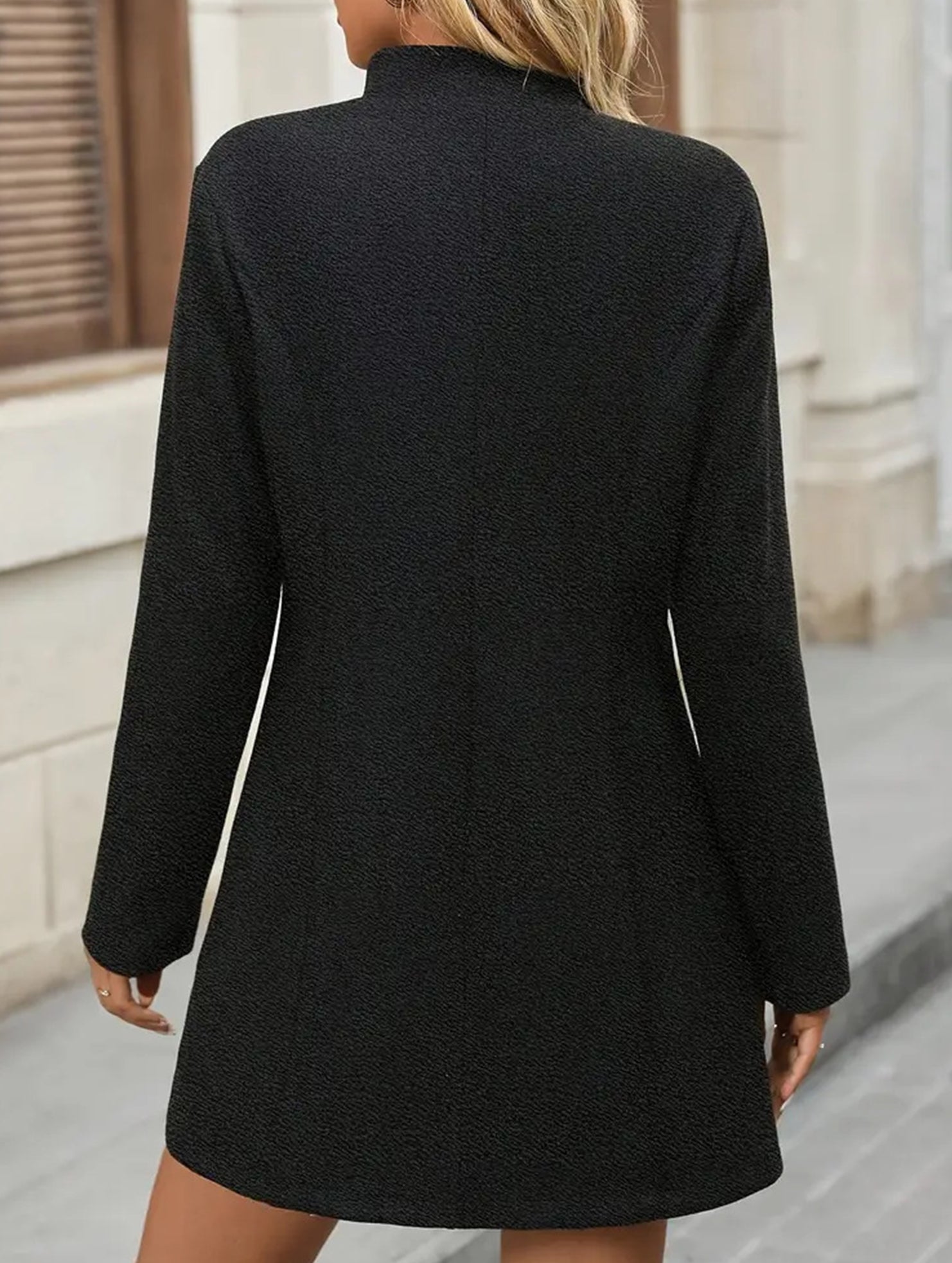 Stand-up collar button long-sleeved slim-fit jacket