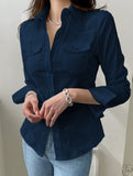 Versatile button-down long-sleeved shirt