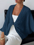Cross-over design deep V-neck casual loose cardigan