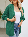 Mid-length openwork knit cardigan