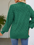 Mid-length openwork knit cardigan