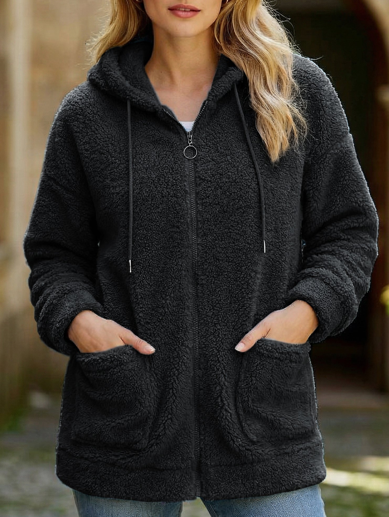 Zipper cardigan loose top women's coat