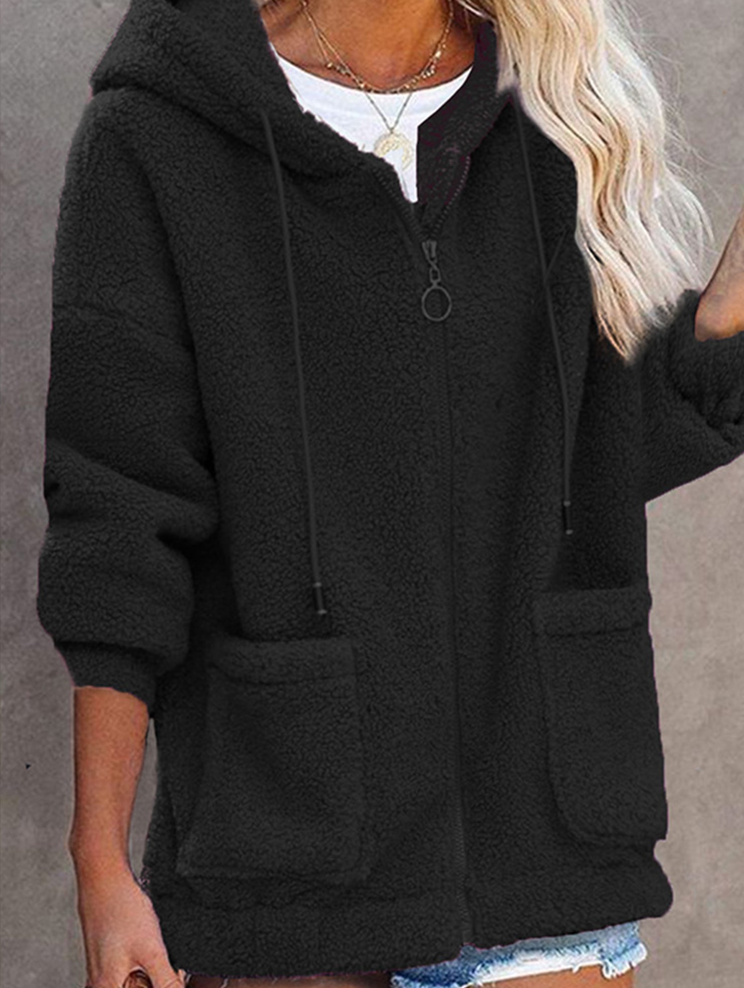 Zipper cardigan loose top women's coat