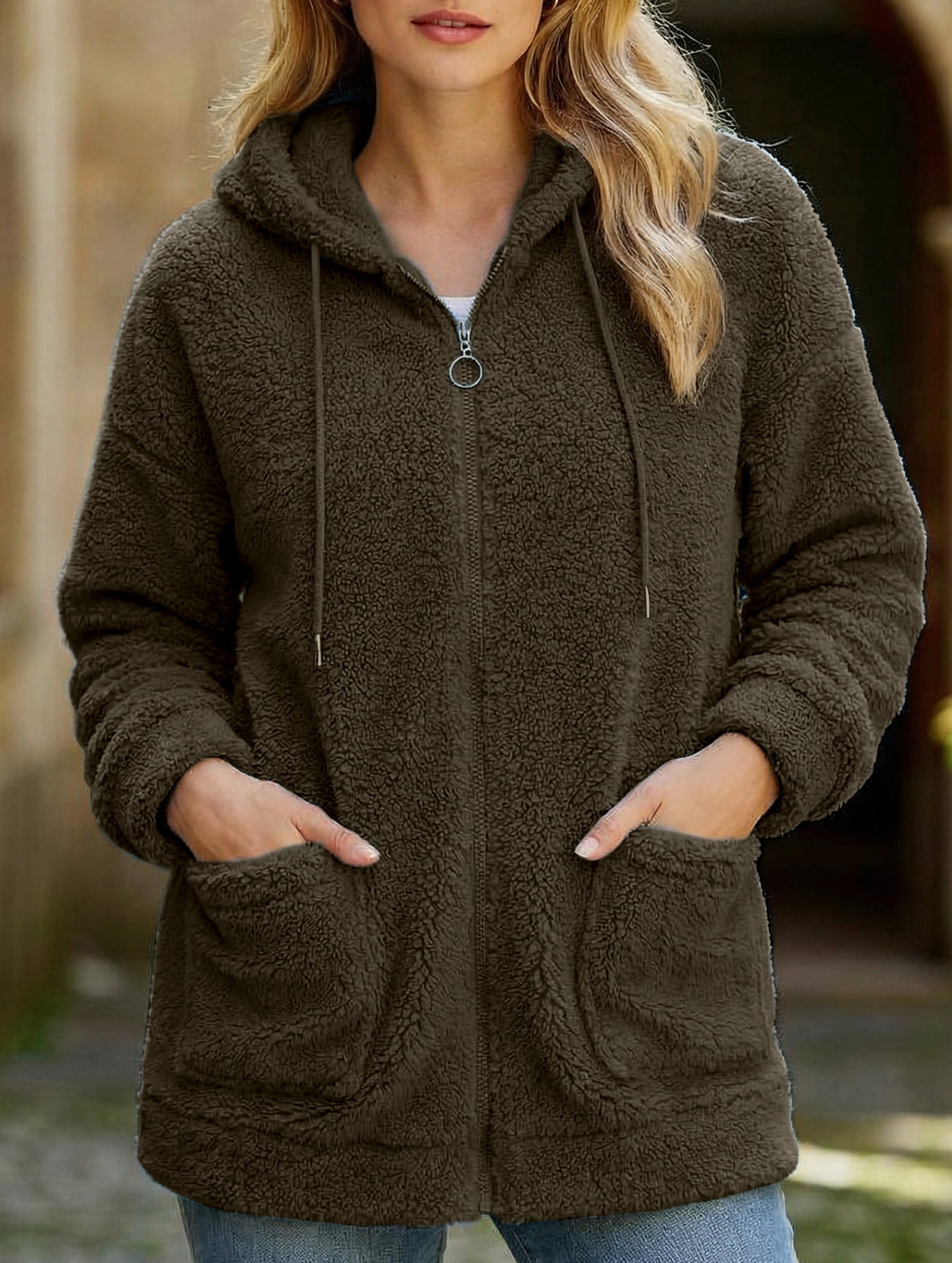 Zipper cardigan loose top women's coat