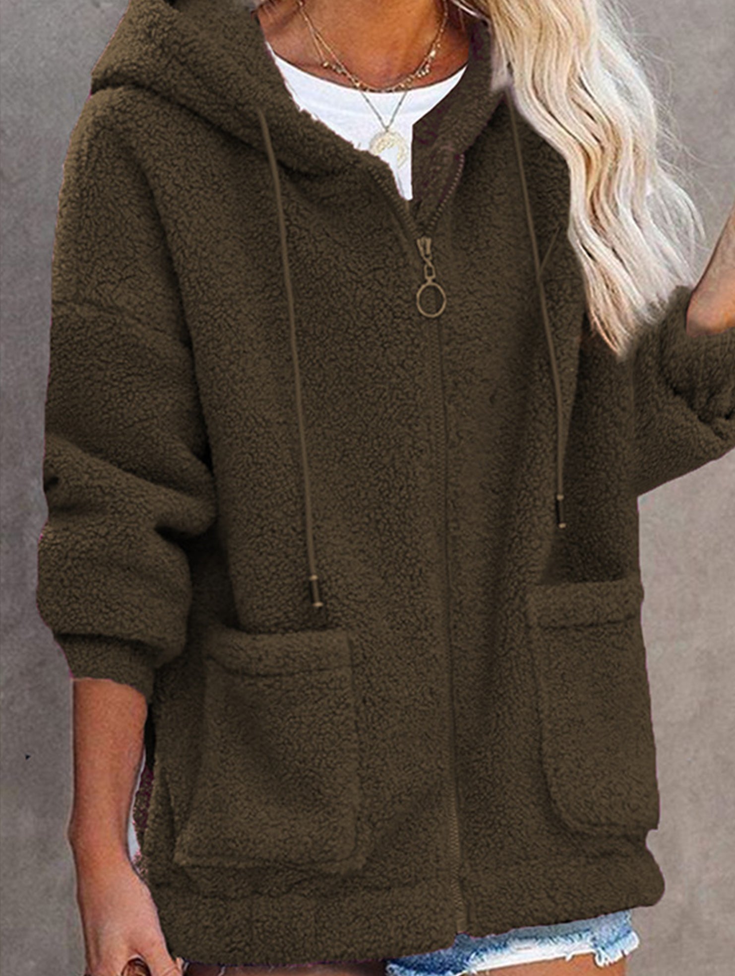Zipper cardigan loose top women's coat