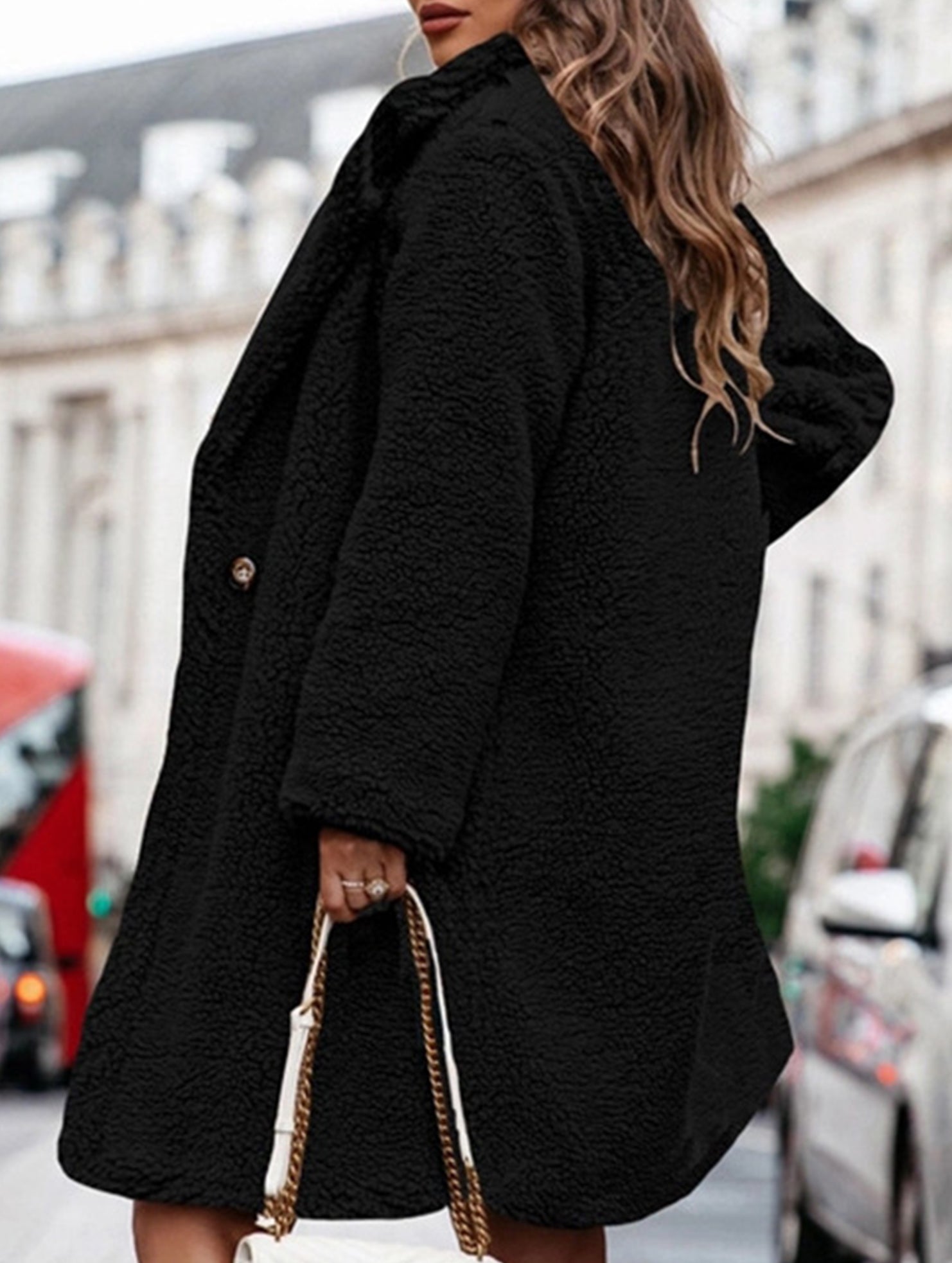long-sleeved fur collared jacket