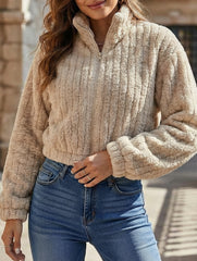 Casual stand-up collar zip-up short jacket