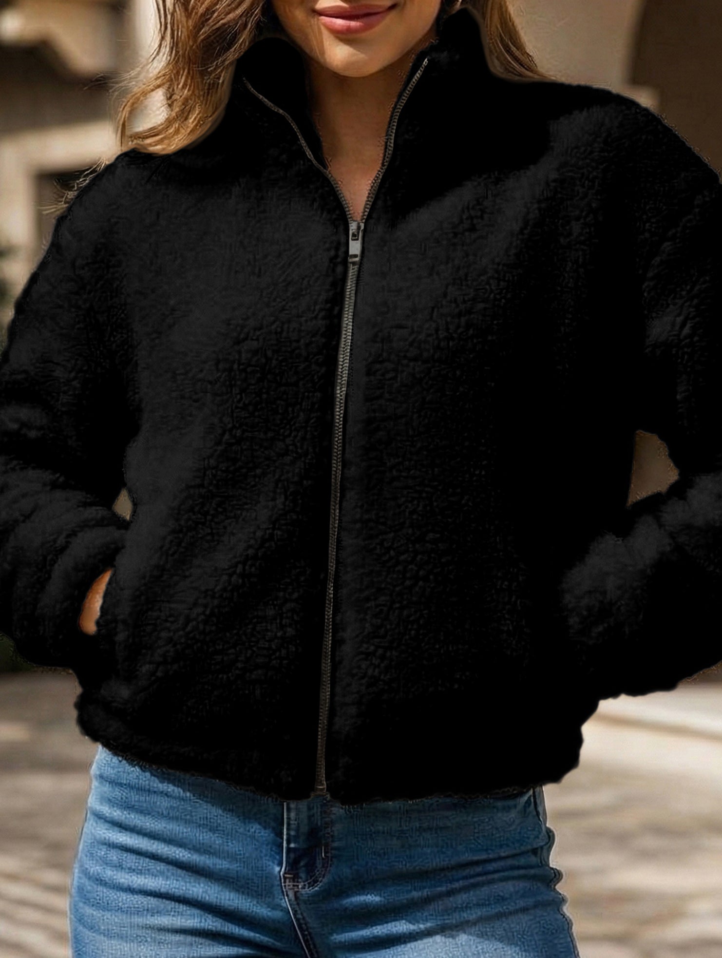 Stylish Short Plush Cardigan