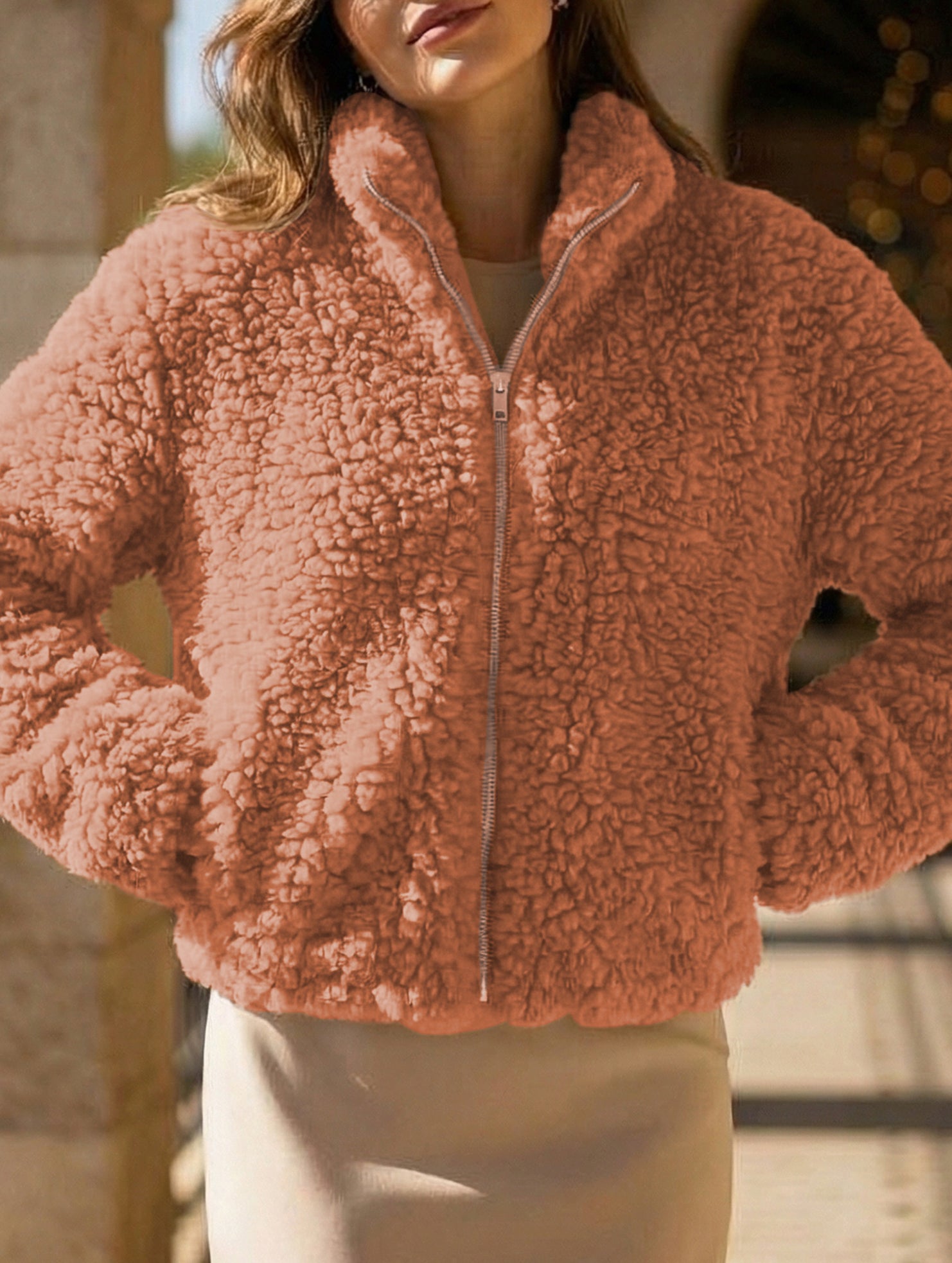 Stylish Short Plush Cardigan