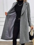 Single-button lapel long slim-fit coat