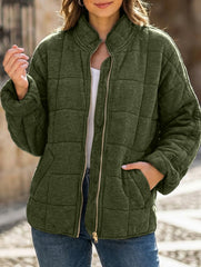 Loose-fitting long-sleeved stand-up collar jacket