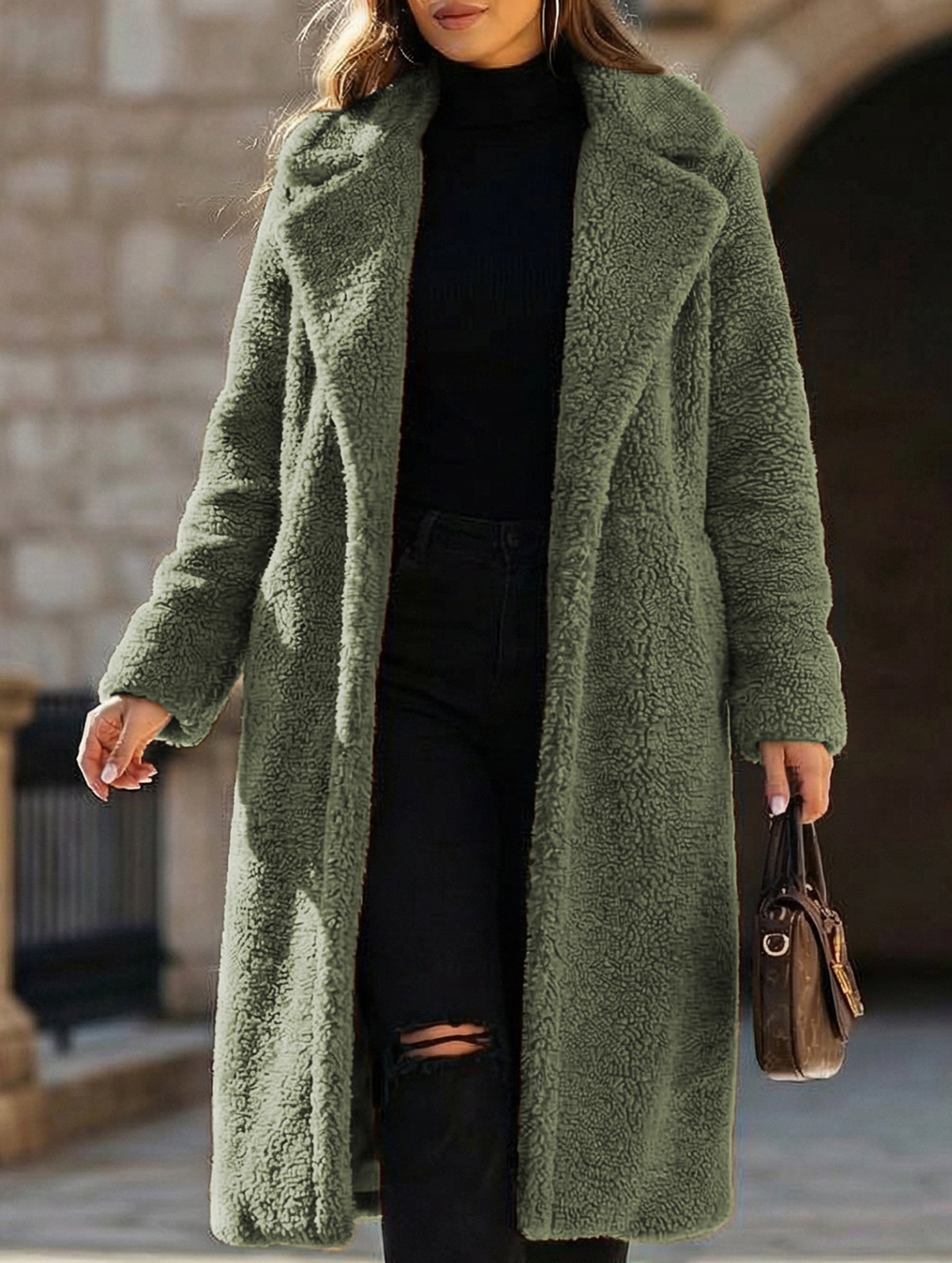Long-sleeved,double-sided fleece overcoat