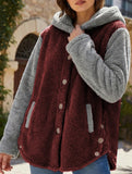 Irregular button color-blocked coat