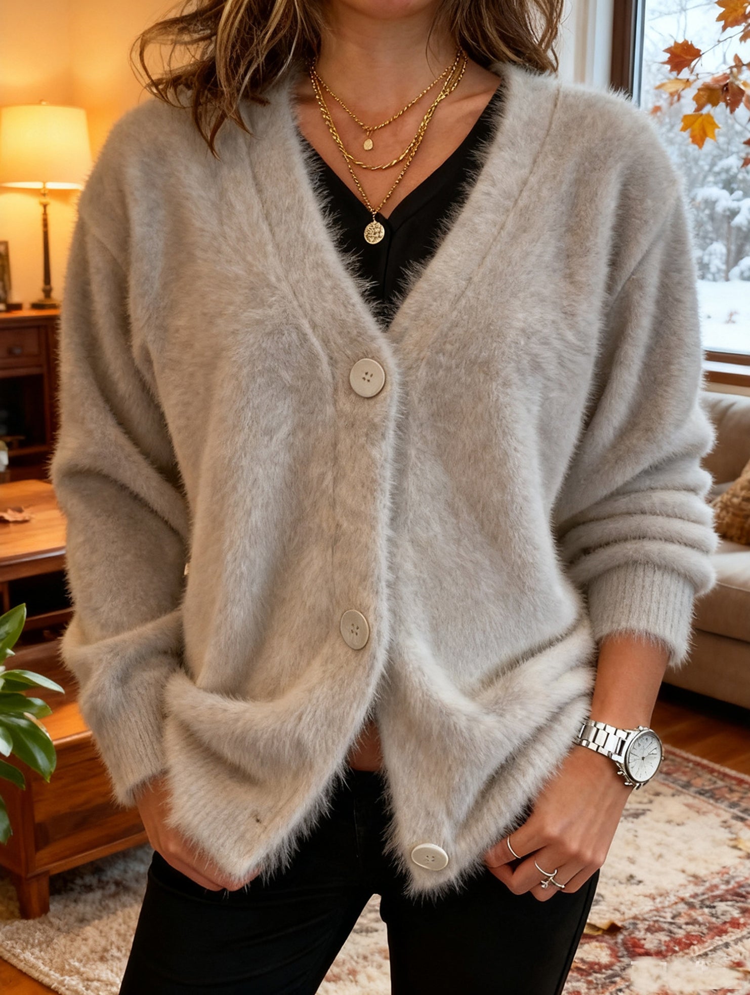 Casual loose knitted cardigan