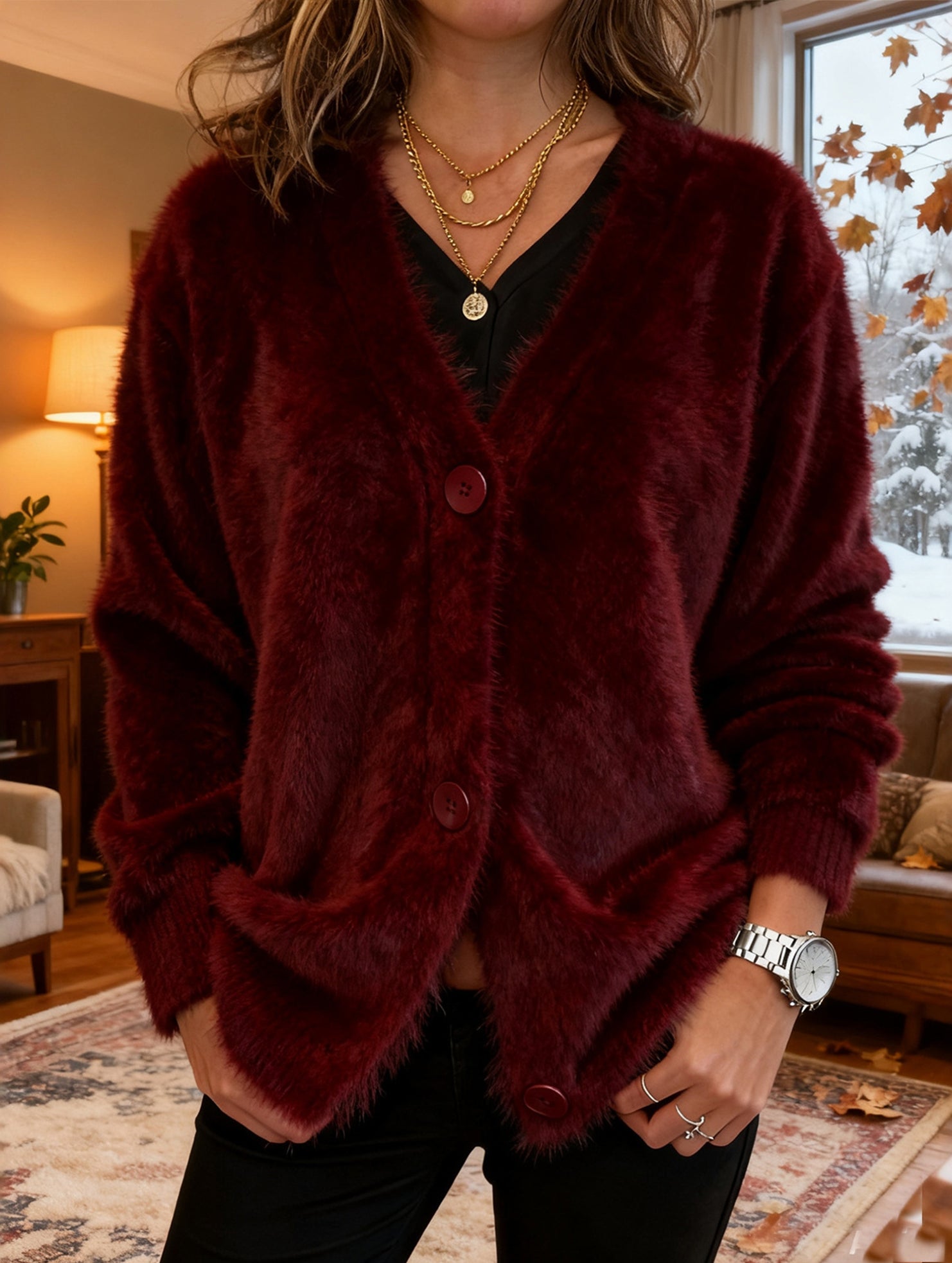 Casual loose knitted cardigan