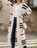 Casual long striped knit sweater