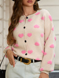 Stylish round neck single-breasted knit cardigan